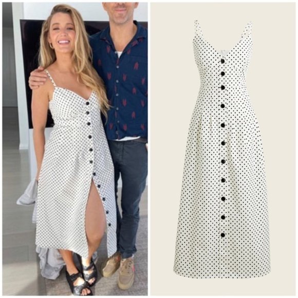 J. Crew Dresses & Skirts - New J.Crew Button Front Stretch Twill Polka Dot Dress Sz 0